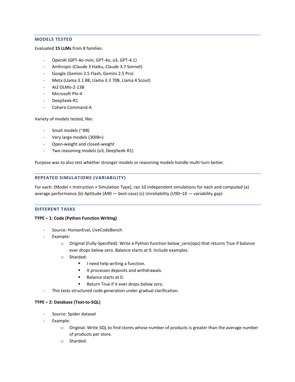 Page 3 of LLMs get lost in multi turn conversations.pdf