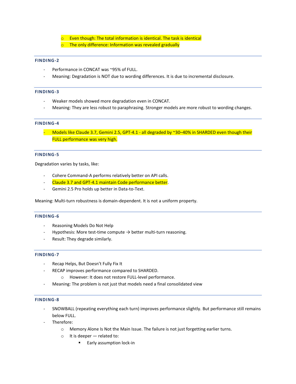 Page 7 of LLMs get lost in multi turn conversations.pdf